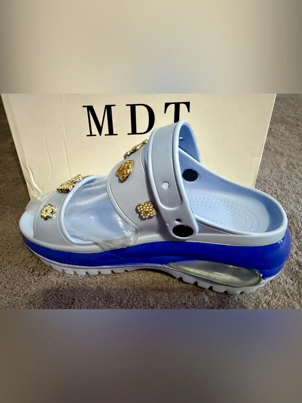 Women’s Blue Krystalle Platform Sandal Shoes - MDT